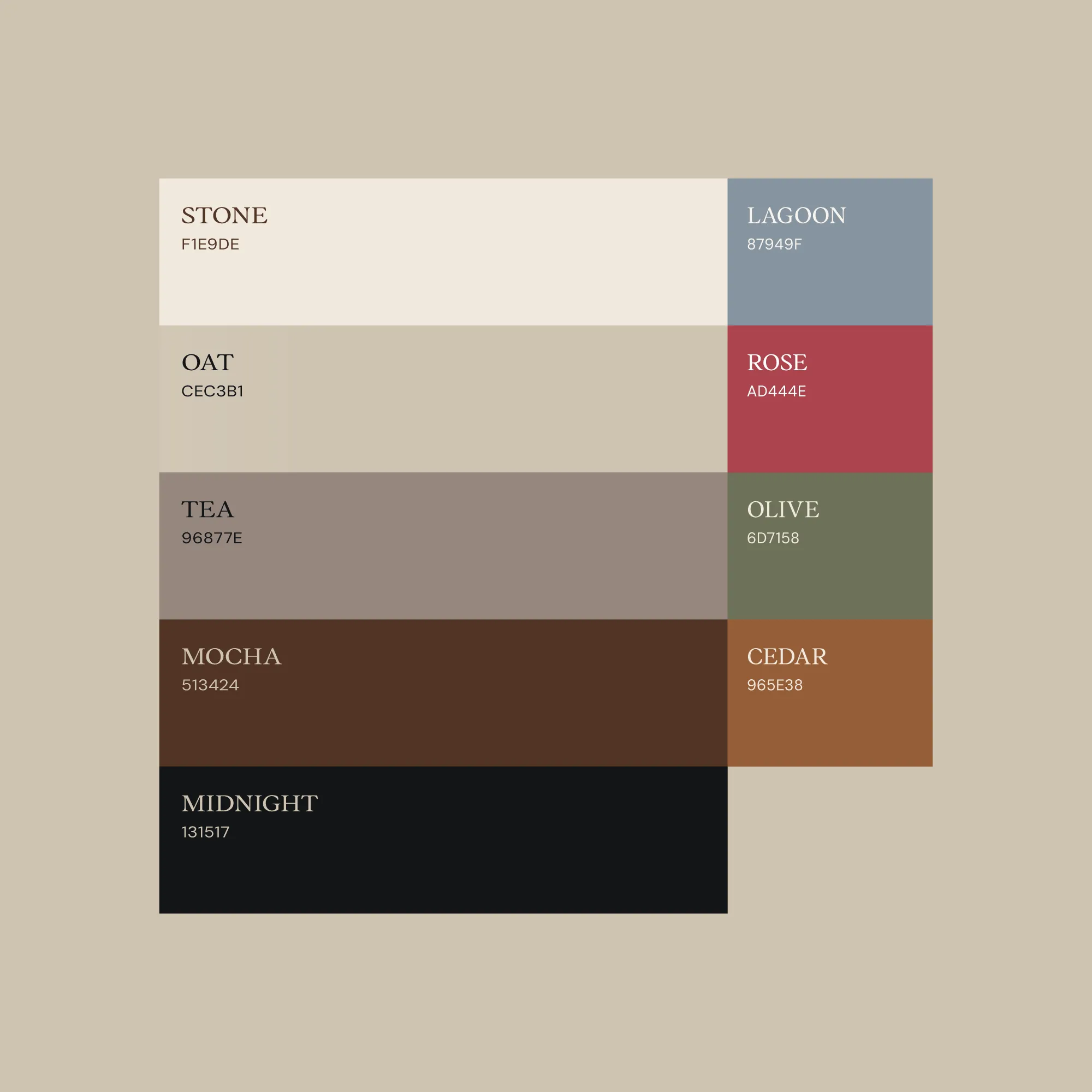 Colour palette brand design for a photographer